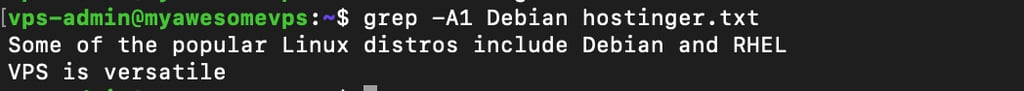 comando grep imprimindo linha após termo buscado