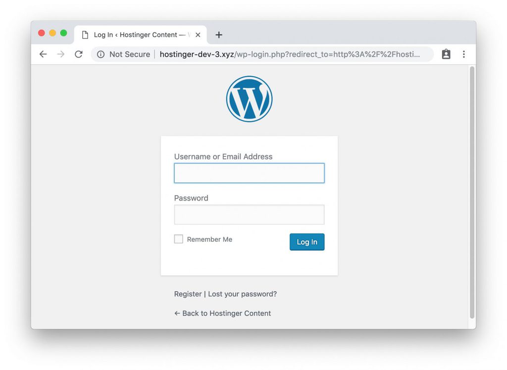 pagina de login do wordpress