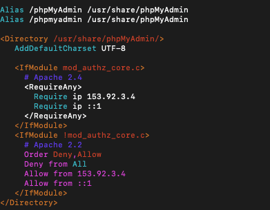 configura&ccedil;&atilde;o de ips do phpmyadmin