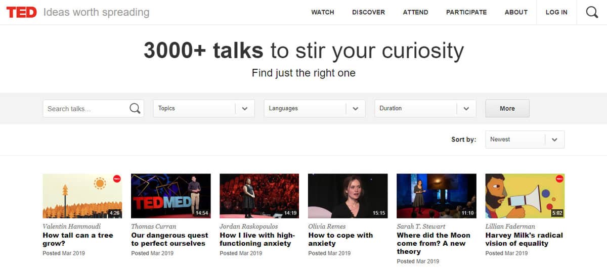 p&aacute;gina de ted talks