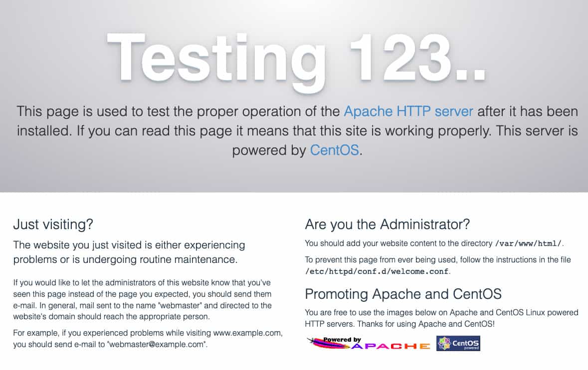 tela de testes do apache para verificar seu funcionamento