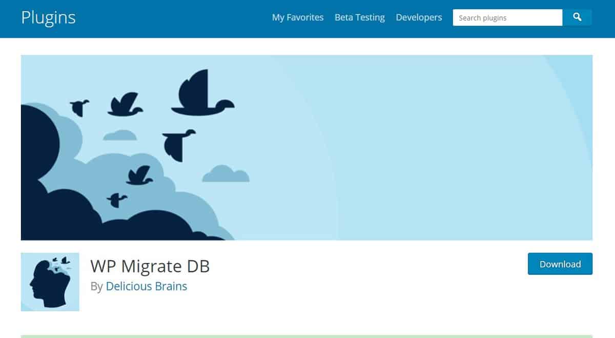 Página de apresentação do plugin WP Migrate DB para wordpress