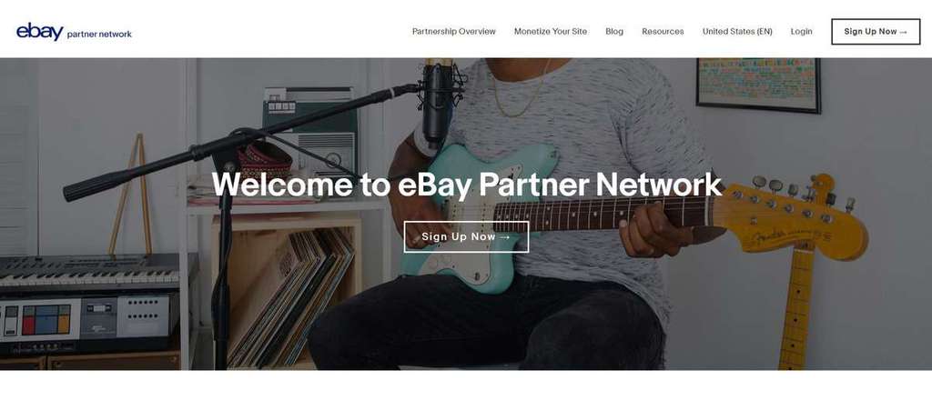 P&aacute;gina inicial do programa eBay Partner Network