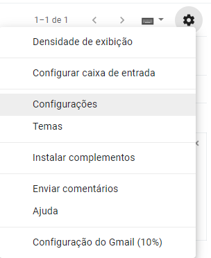 acessando configura&ccedil;&otilde;es do gmail