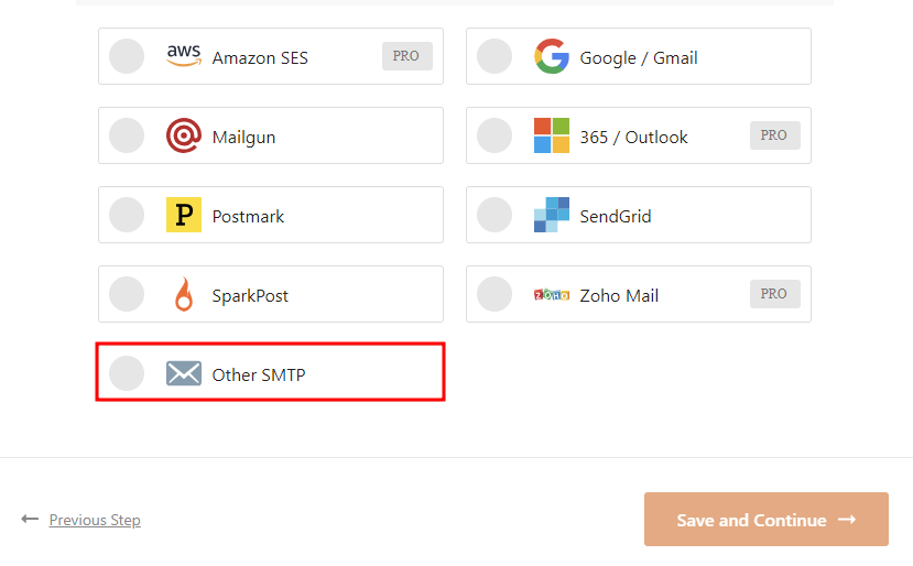 escolhendo "outro smtp" nas configura&ccedil;&otilde;es do plugin wp mail smtp