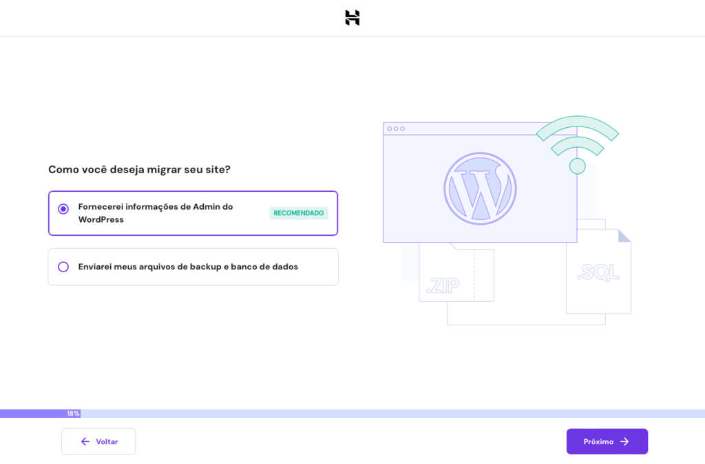 assistente de migra&ccedil;&atilde;o de site wordpress da hostinger
