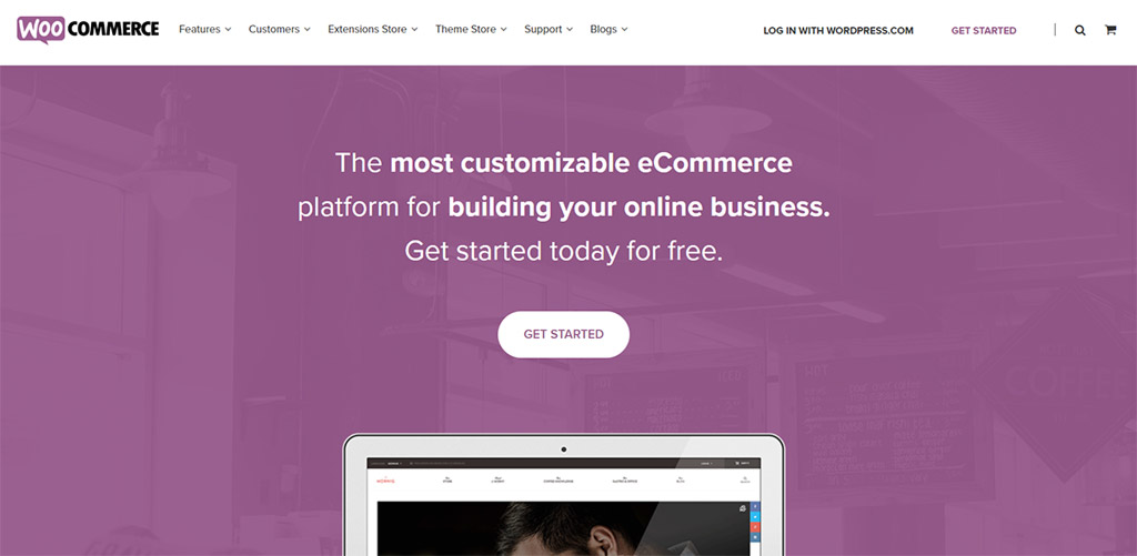 p&aacute;gina inicial do plugin woocommerce, usado para criar um site de vendas