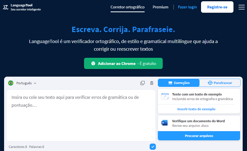 corretor ortográfico online language tool