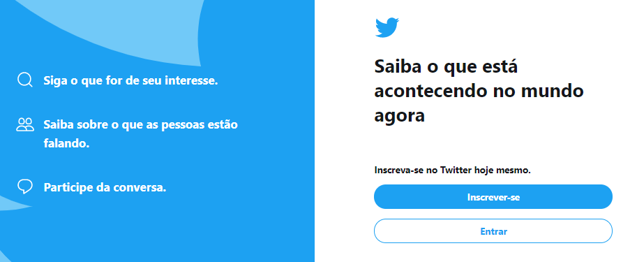 p&aacute;gina inicial do Twitter