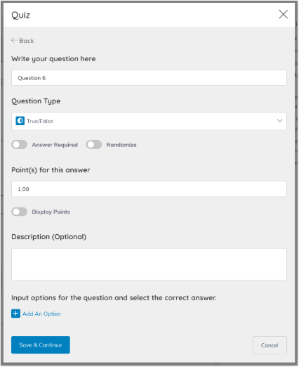 cria&ccedil;&atilde;o de quizzes e perguntas no painel do Tutor LMS