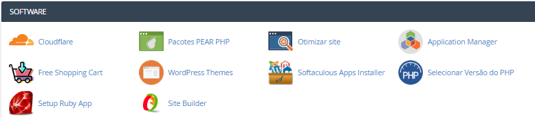 se&ccedil;&atilde;o Software no cpanel