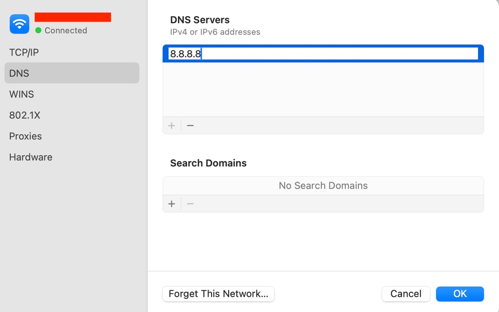alterando servidor dns padrão no macOS