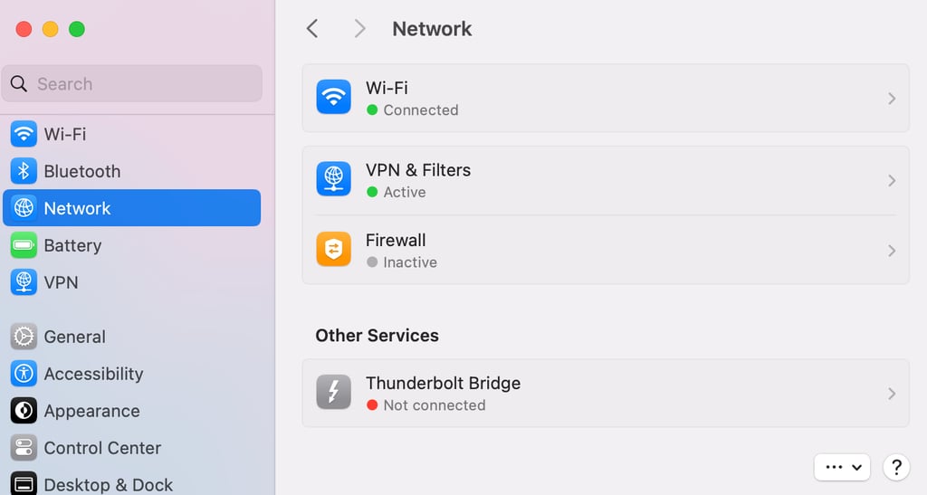 configurações de rede no macOS
