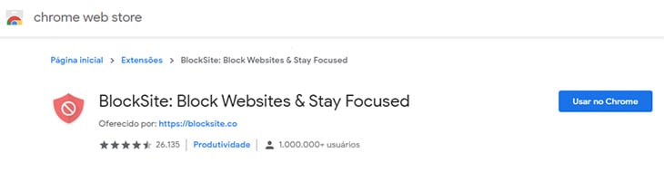 adicionar extens&atilde;o blocksite ao chrome