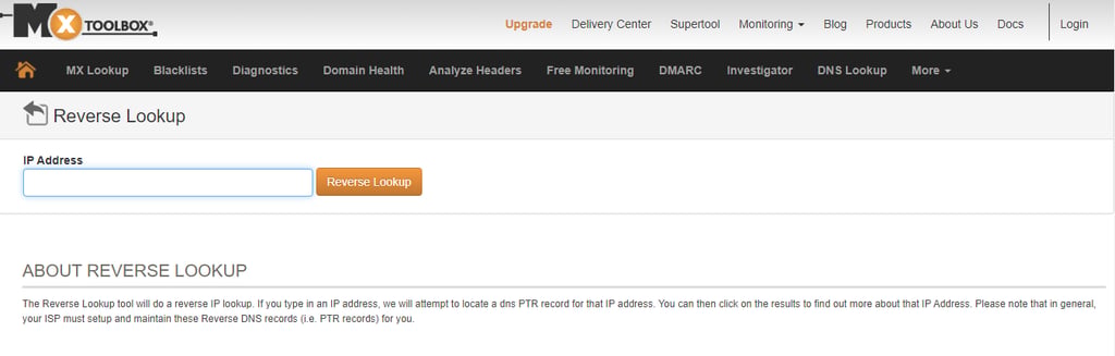 ferramenta de lookup reverso mxtoolbox