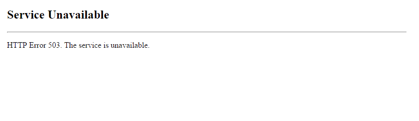 erro 503 service unavailable exibido em navegador