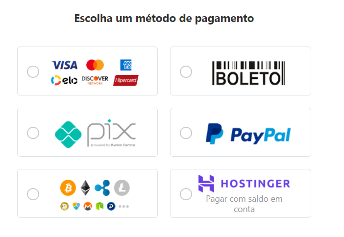 formas de pagamento de dom&iacute;nio