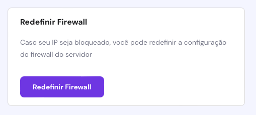 op&ccedil;&atilde;o redefinir firewall nas configura&ccedil;&otilde;es de VPS do hpanel