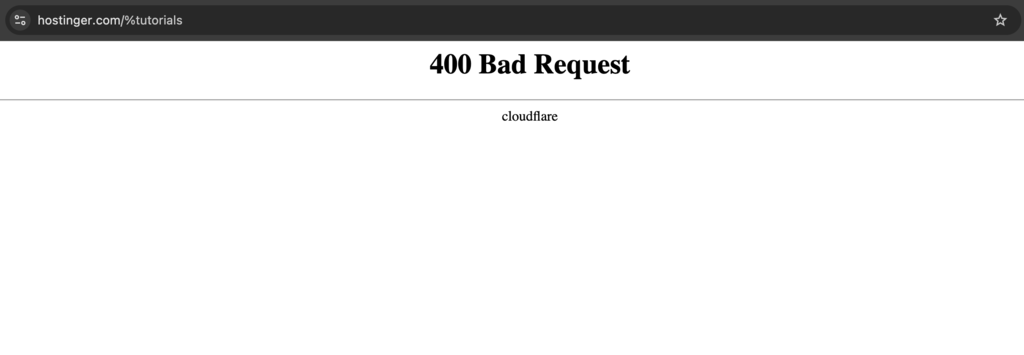 erro 400 bad request ao digitar endereço dos tutoriais da hostinger incorretamente