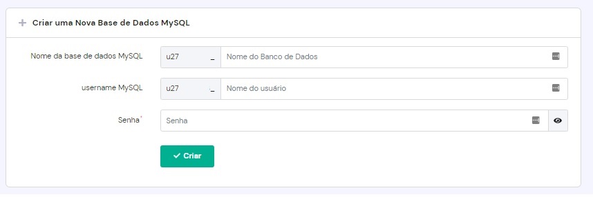 Criando um novo banco de dados no hPanel