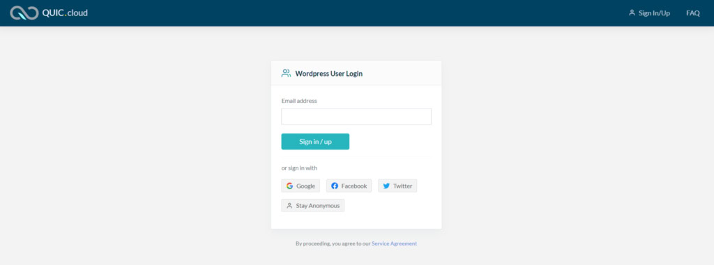 login do quic.cloud