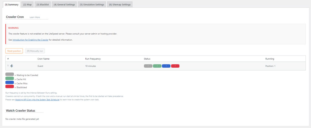 Configura&ccedil;&otilde;es de rastreamento/crawler no plugin LiteSpeed Cache