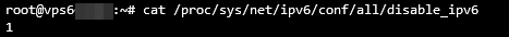 Sa&iacute;da do terminal ao verificar o status do IPv6