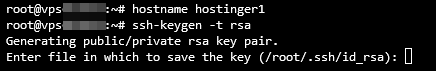 Sa&iacute;da do terminal ao gerar um par de chaves SSH privadas e p&uacute;blicas