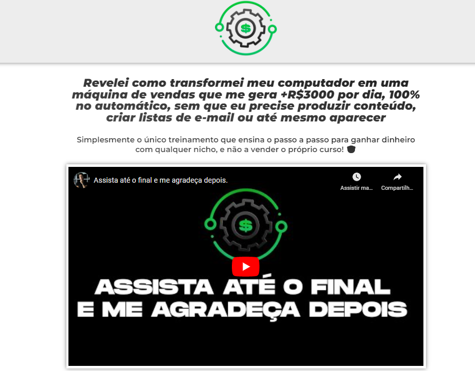Captura de tela do site M&aacute;quina de Vendas Online - curso para afiliados