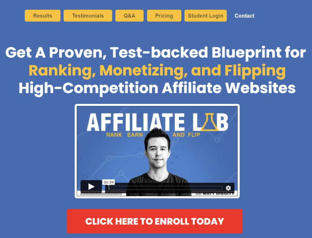 Captura de tela do site The Affiliate Lab - curso para afiliados