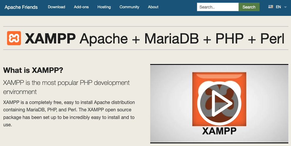 A p&aacute;gina oficial do XAMPP