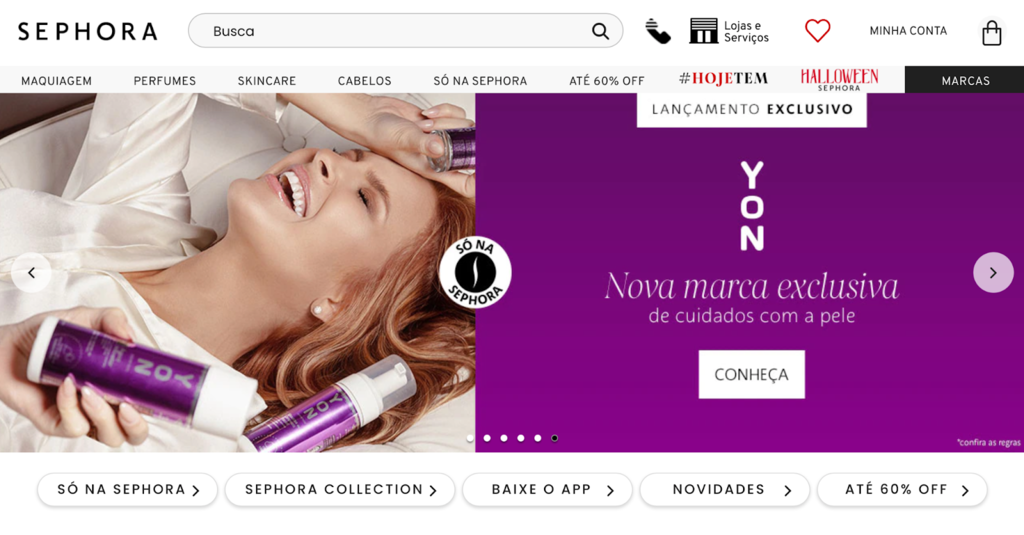 p&aacute;gina inicial da sephora brasil