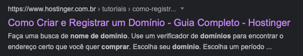 resultado de pesquisa no google com destaque para t&iacute;tulo exibido