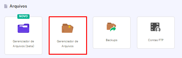 Destaque para a seção do Gerenciador de Arquivos no hPanel da Hostinger