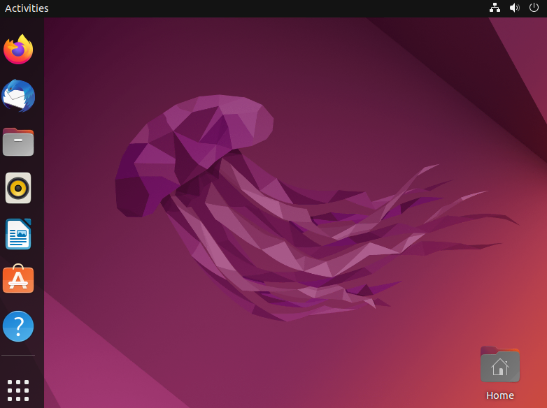 Tela padrão da área de trabalho do Ubuntu