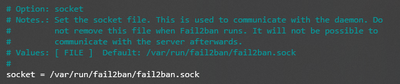 opção socket no fail2ban