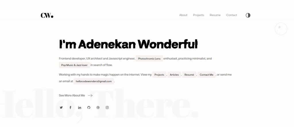Portfólio desenvolvedor web de Adenekan Wonderful