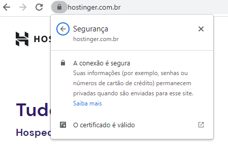 conex&atilde;o https ativa no site da hostinger