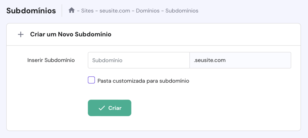 criando novo subdom&iacute;nio no hpanel