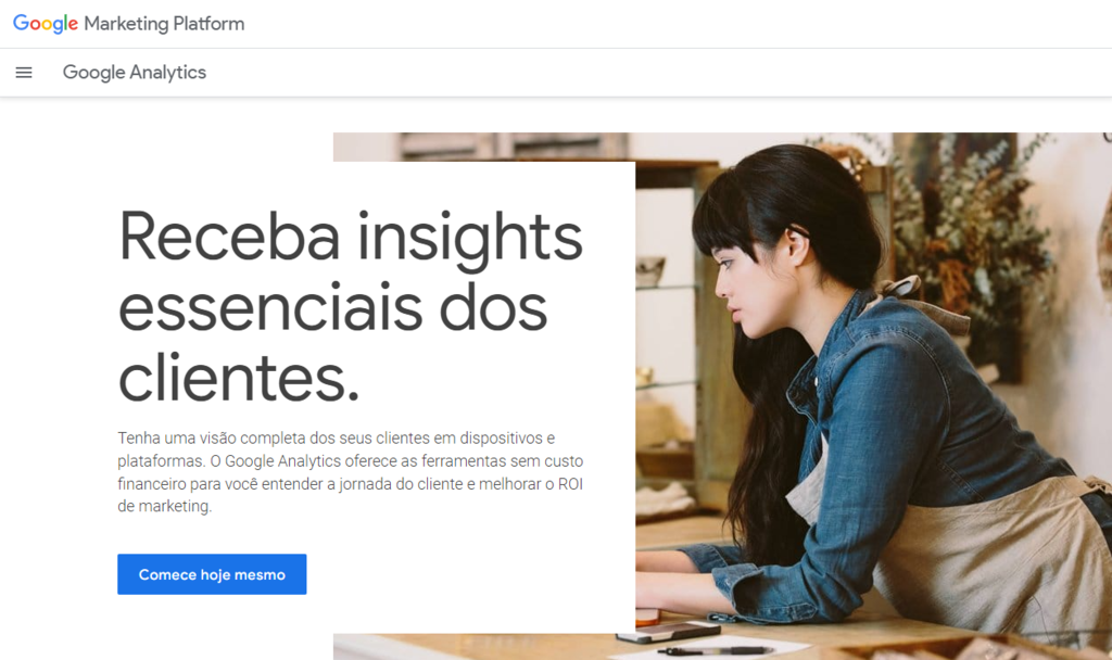p&aacute;gina inicial do google analytics
