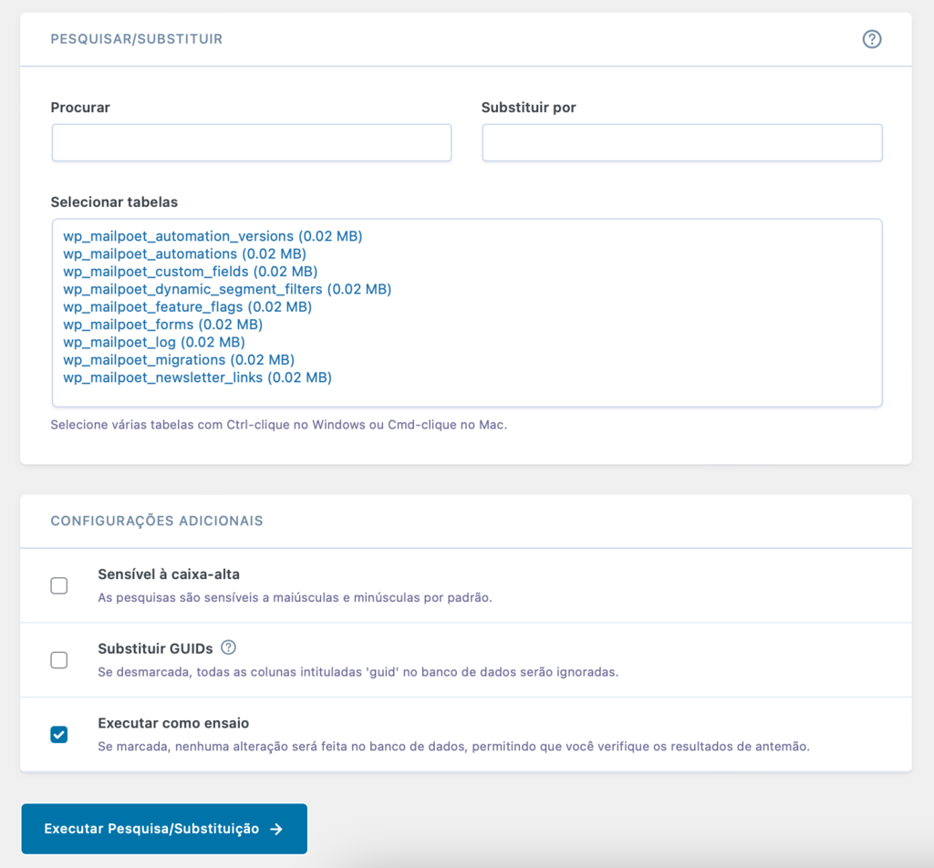 executar pesquisa e substitui&ccedil;&atilde;o no better search and replace