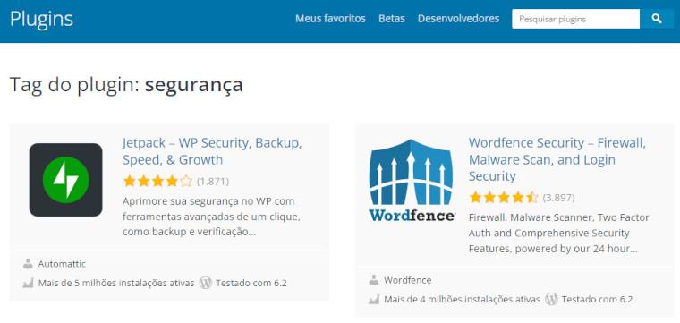 pesquisa por plugins de prote&ccedil;&atilde;o no diret&oacute;rio do WordPress