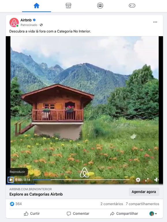 exemplo de an&uacute;ncio em v&iacute;deo no Facebook