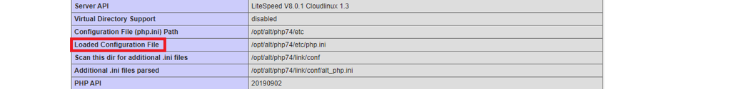 linha de loaded configuration file no phpinfo.php