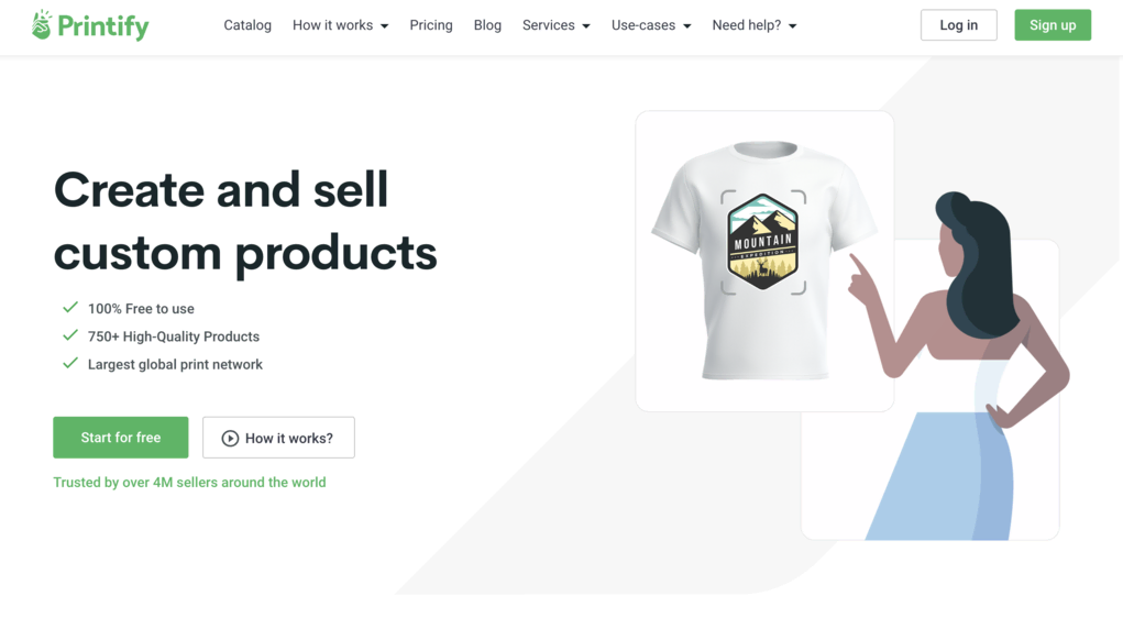 Printful vs Printify: Página inicial da Printify
