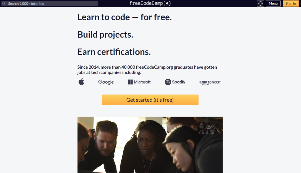 p&aacute;gina do curso de desenvolvedor freecodecamp