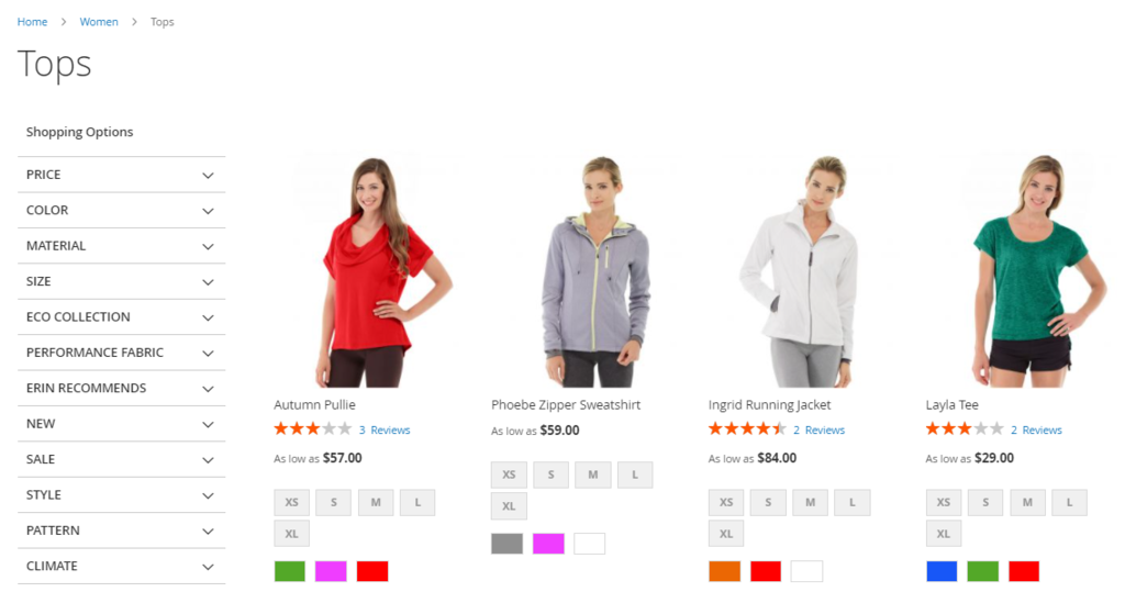 exemplo de site de e-commerce