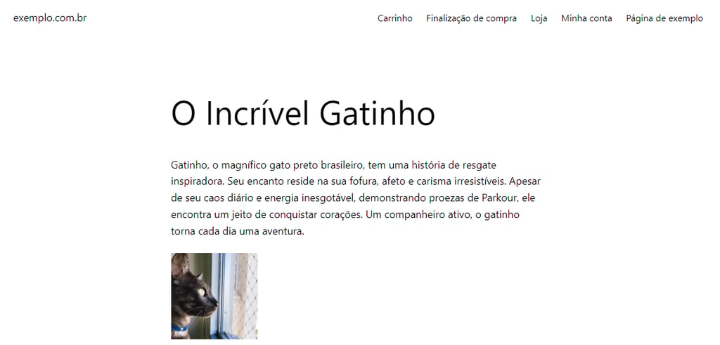 Exemplo de imagem em miniatura num post do WordPress sobre o incrível gatinho