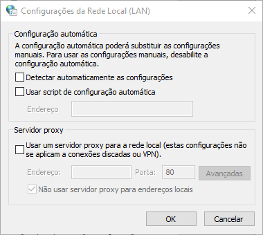 configurações lan no windows