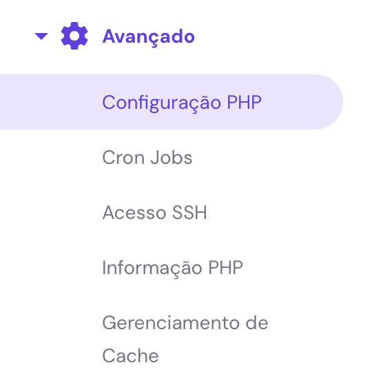 configuração php no hpanel